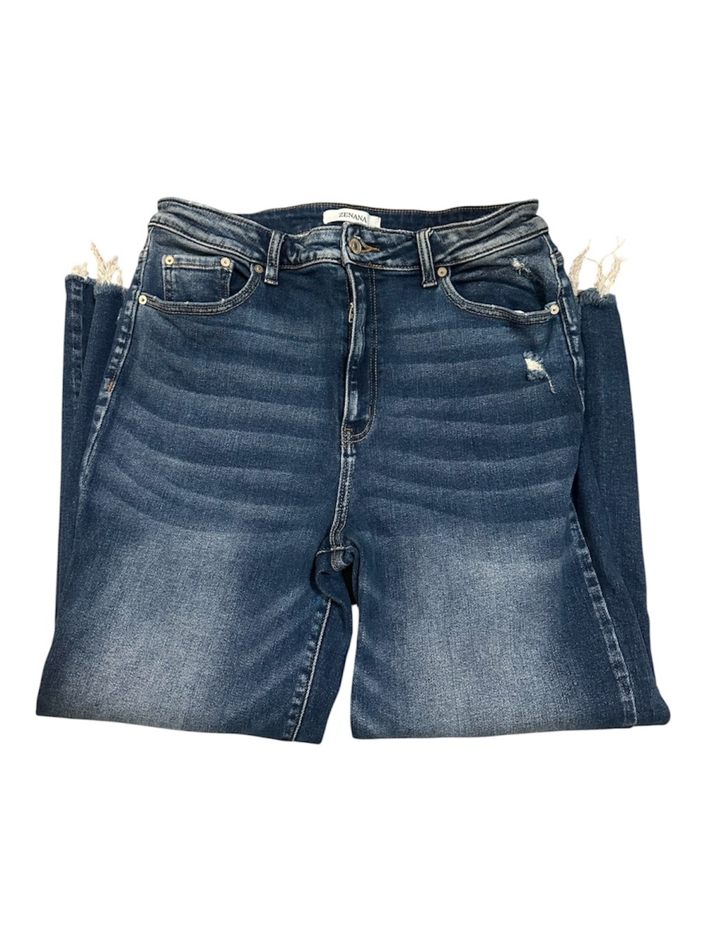 JENNA Slim Stretch Straight Jeans in Dark Blue Wash